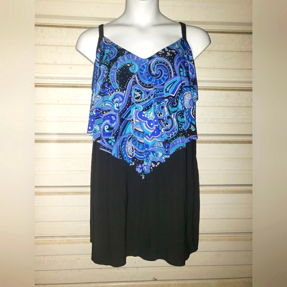 Plus Size 3x Catalina One Piece Swimsuit Womens Swim Paisely Print Blue